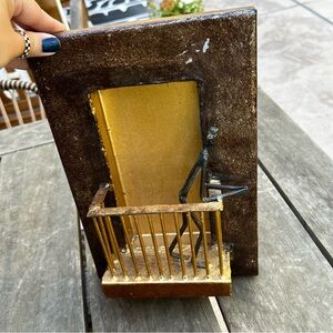 Metal Wall Art 3D Sculpture Brutalist Stick Man on Balcony Z Gallerie